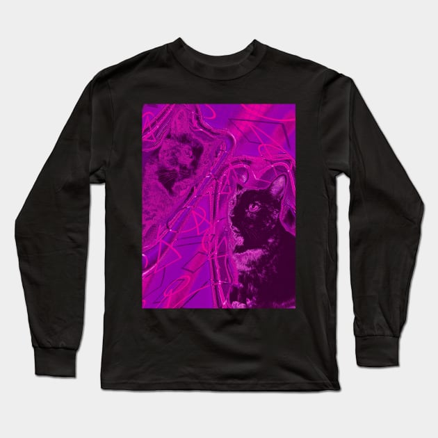 Halftone Cat V11 Long Sleeve T-Shirt by IgorAndMore